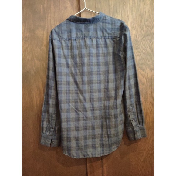 Method Shirt Mens medium button long sleeve plaid black blue twill lightweight - Picture 6 of 7
